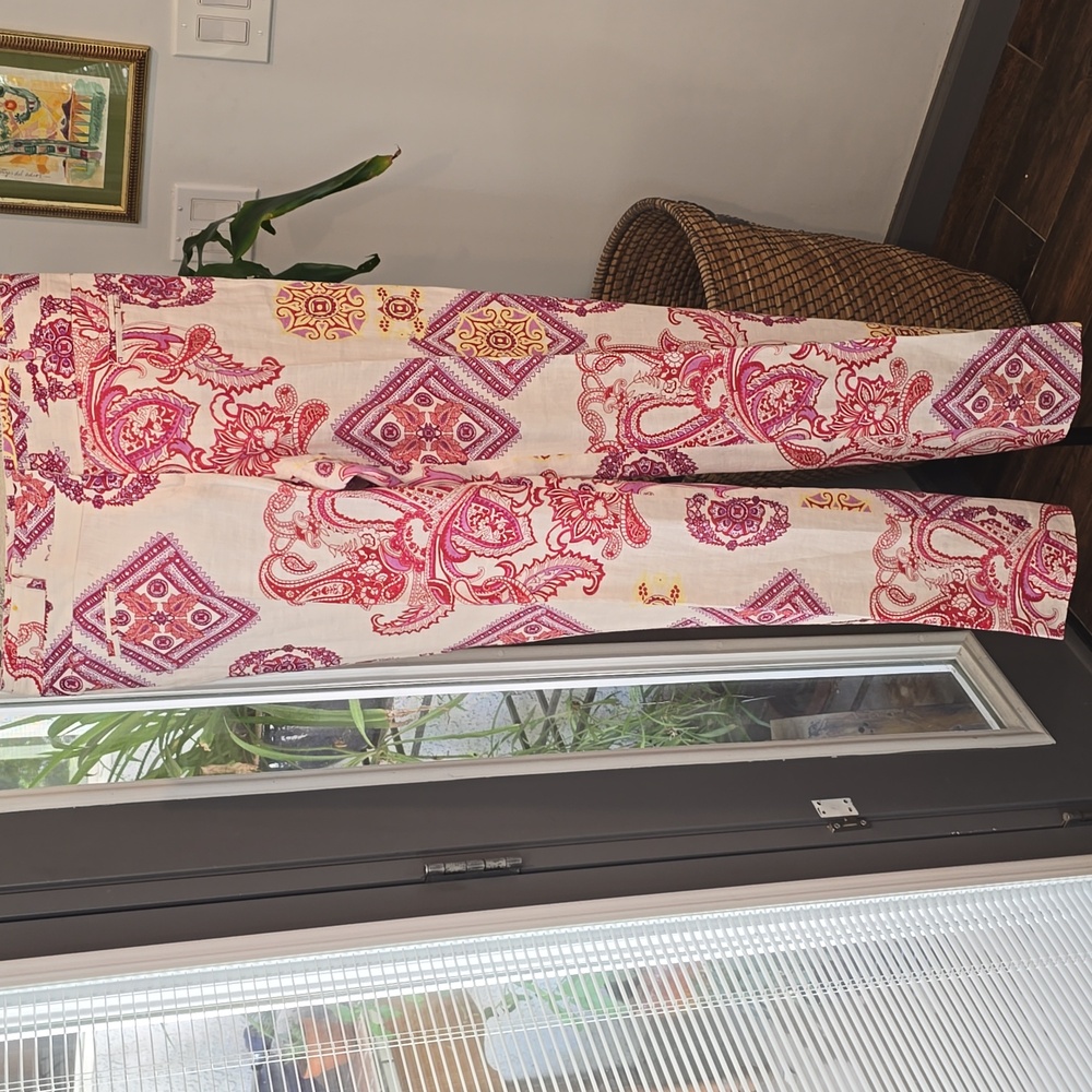 Etcetera Vibrant Pink and Cream Paisley Pants